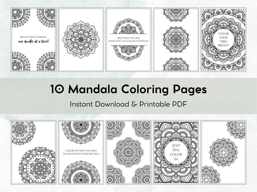 Awaken and Align Coloring Pages Bundle – 10 Hand-drawn Mandalas ...