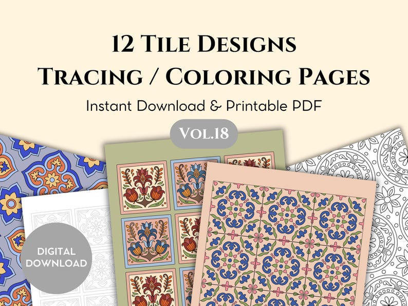 Tile Coloring Tutorial 12 Tracing & Coloring Pages : Printable Tile Patterns Coloring for ...