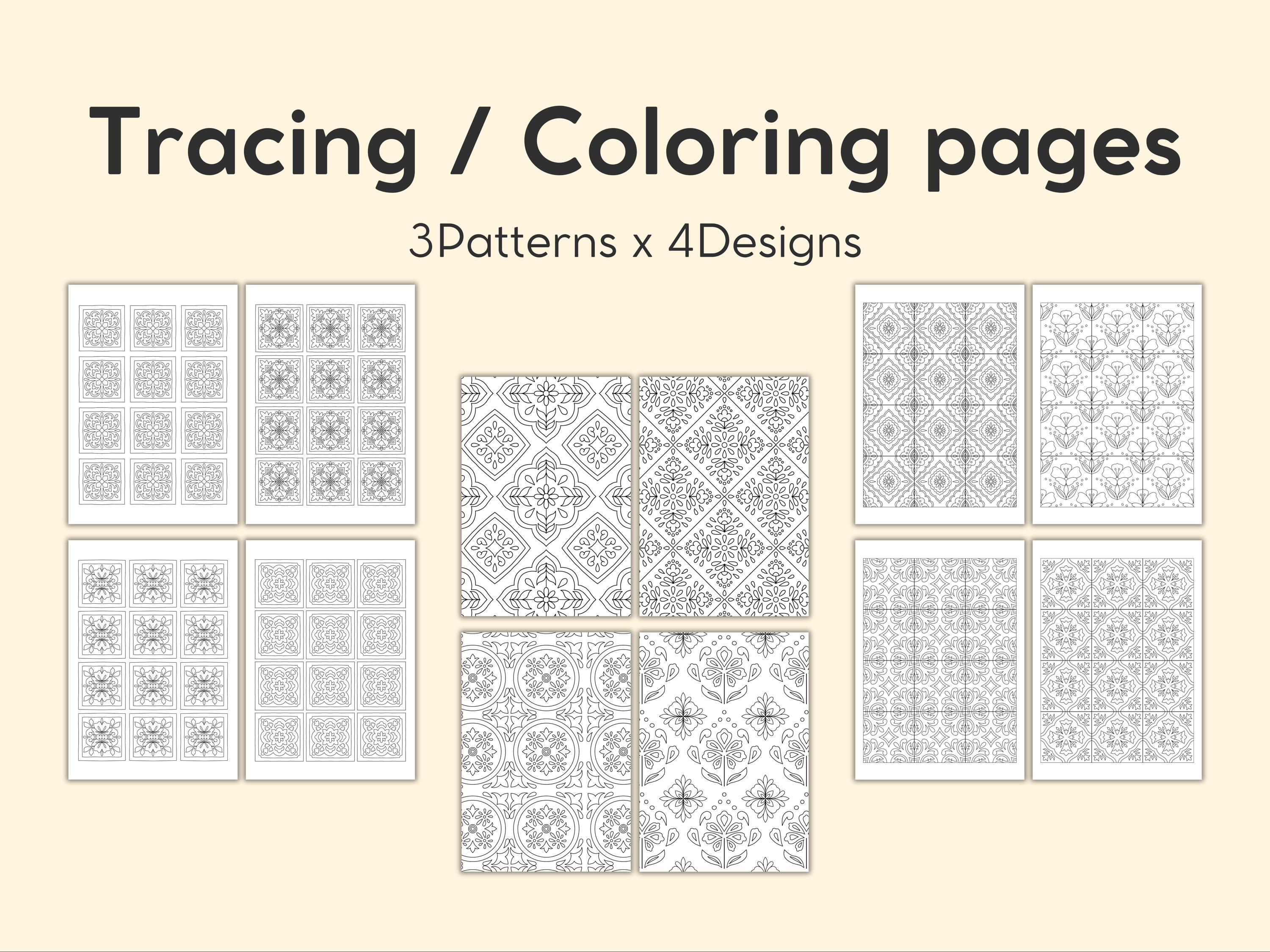 Tile Coloring Tutorial 12 Tracing & Coloring Pages : Intricate Tile Patterns Coloring for ...
