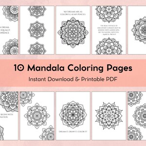 Dream and Discover Coloring Pages Bundle – 10 Hand-Drawn Mandalas, Printable & Digital, Mindfulness and Relaxation for Adults