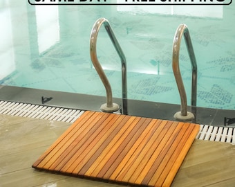 Teak Wood Shower Mat - Foldable & Non-Foldable Options, Non-Slip, Water-Resistant Bath Mat for Bathroom, Spa, Indoor and Outdoor Use