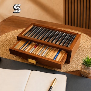 Maßgefertigter Schreibtisch-Organizer aus Holz, handgefertigte Aufbewahrungsbox fürs Büro, Stifte- und Schreibwarenhalter, rustikaler Schreibtisch-Organizer, Geschenk fürs Homeoffice