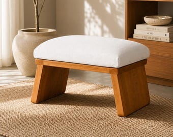 Bespoke Wooden Meditation Bench, Cushioned Yoga Stool with Foldable Legs, Prayer & Mindfulness Bench