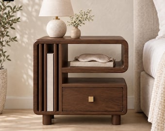 Handmade Wooden Side Table, Solid Wood Nightstand, Modern Bedside Table, End Table, Living Room Accent Table, Custom Furniture, Handmade