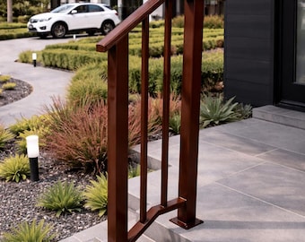 Horizon Modern Stair Handrail, Custom Metal Step Rail, Minimalist Wrought Iron Railing, Porch Entry Handrail, Outdoor Stair Railing