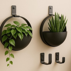 Modern Hanging Steel Wall Planter – Matte Black, White, Gold or Rust – Indoor/Outdoor Metal Wall Garden Box – Luxury Vertical Planter Decor