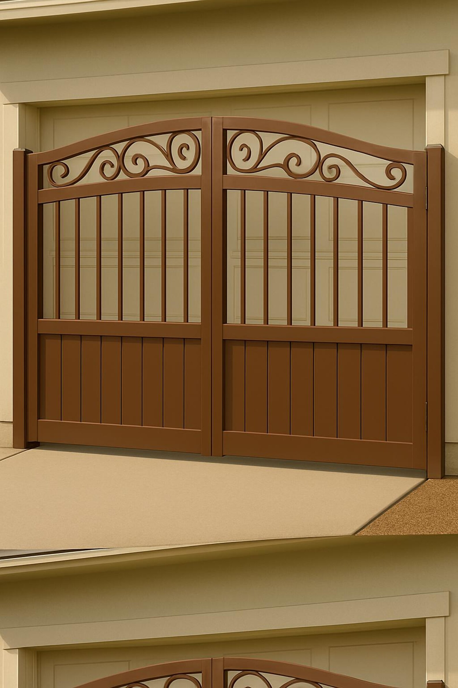 Custom Modern Driveway Gate With Scroll Design • Steel Double Swing ...