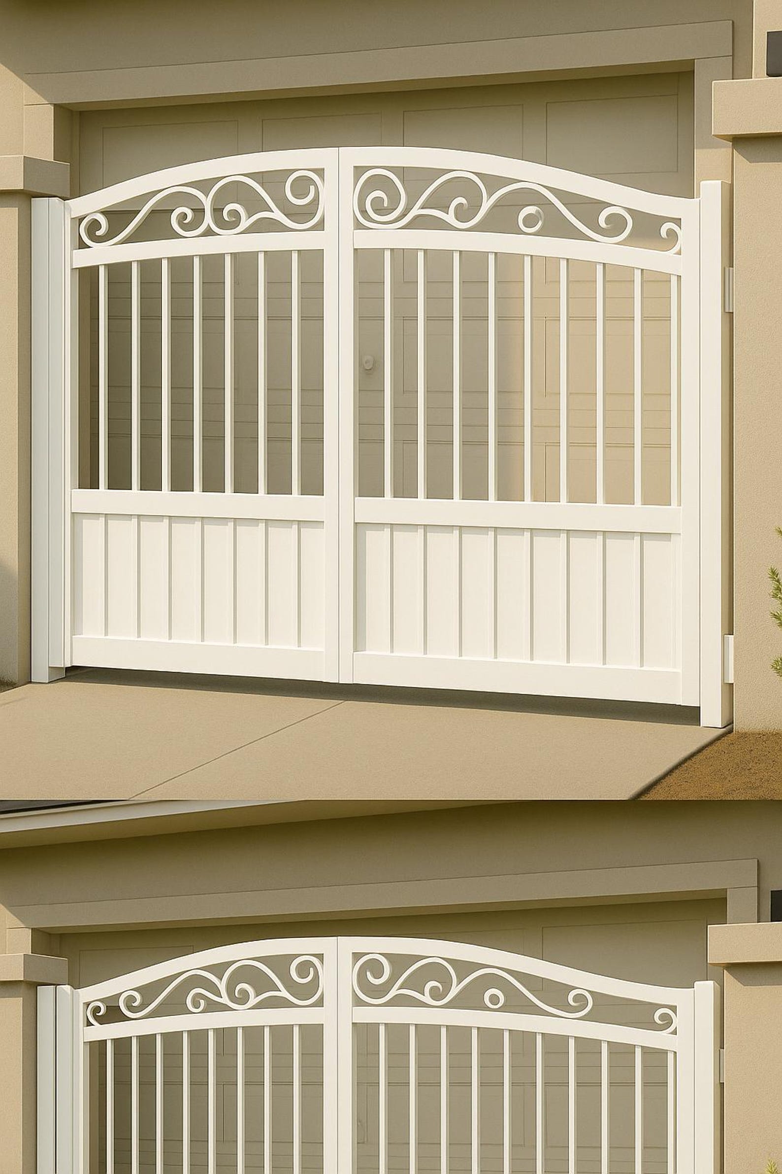 Custom Modern Driveway Gate With Scroll Design • Steel Double Swing ...