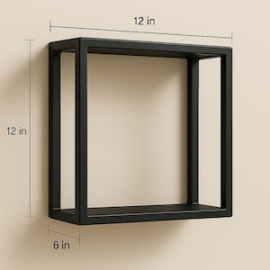 White Steel Wall Shelf – 12x12 Cube Display, Welded Metal Storage Box, Heavy Duty Wall Decor, Modern Square Shelf, USA Made