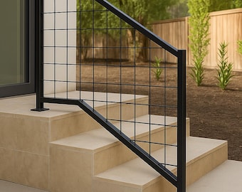 Modern Steel Stair Railing: Welded Wire Indoor Outdoor Handrail