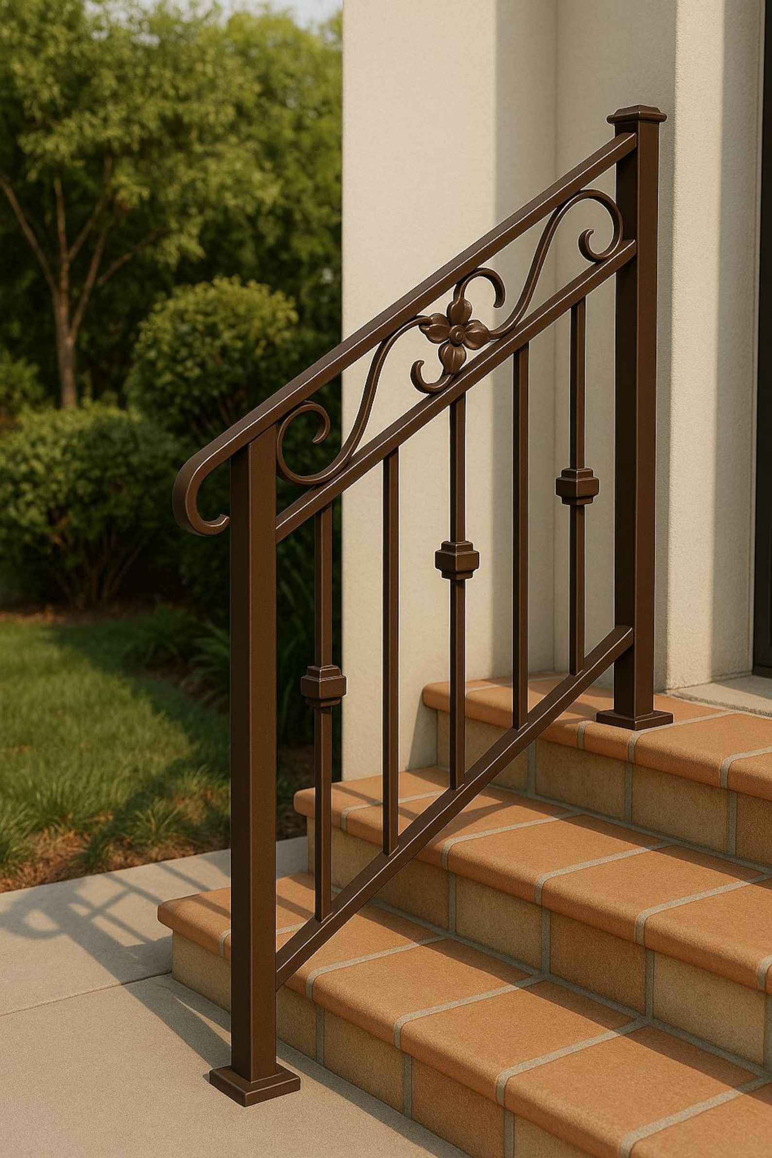 Wrought Iron Stair Railing: Decorative Steel Handrail With Scrolls - Etsy