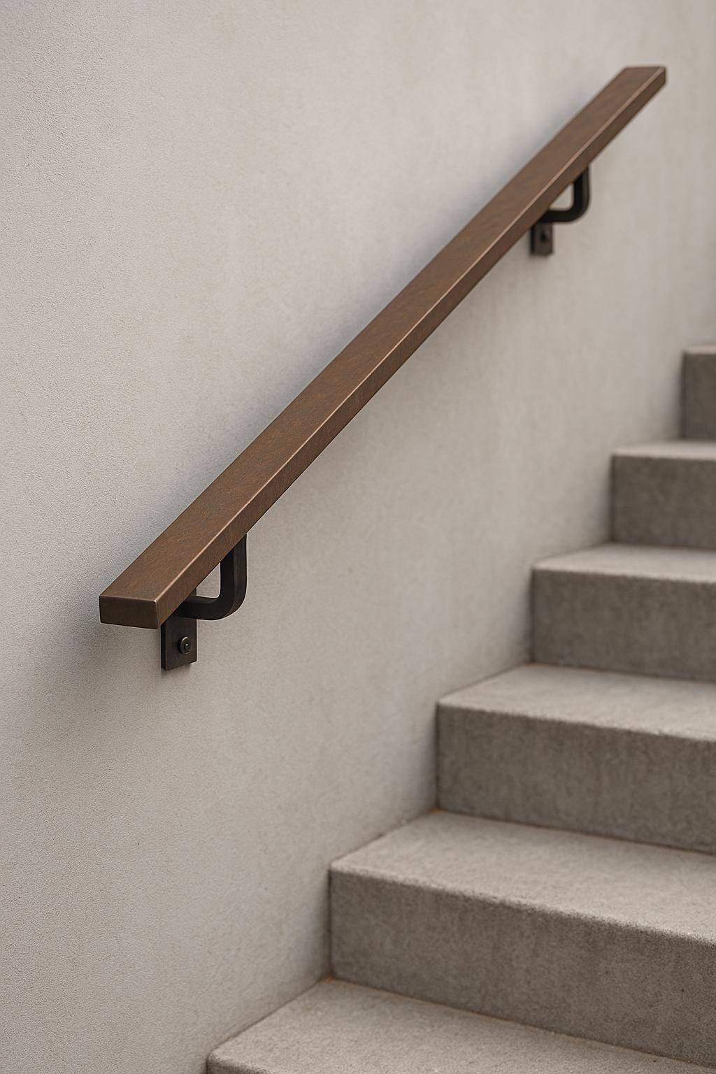 Industrial Flat-bar Steel Handrail – Modern Wall-mounted Stair Rail ...