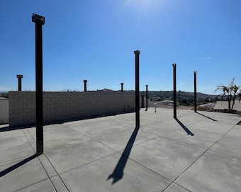 6x6 Steel Pergola Post System with Welded Saddles | Heavy-Duty Base Plates & Fabrication Template Included | Made in USA