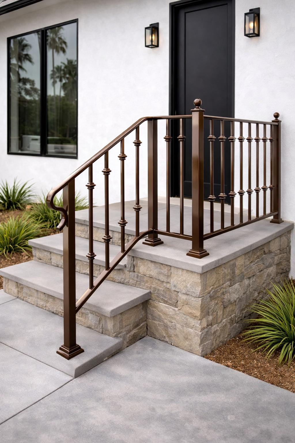 Heritage Crown Landing Handrail, Custom Wrought Iron Stair Railing ...