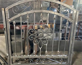 Handcrafted Wrought Iron Garden Gate: Arched Floral Entry, Custom Size
