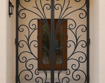 Wrought Iron Security Door: Scrollwork Entry Gate - Custom Size & Color
