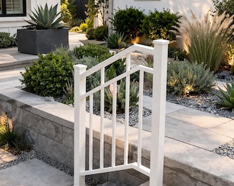 VistaRise Garden Step Handrail, Custom Metal Outdoor Stair Rail, Modern Wrought Iron Safety Railing, Patio Landscape Handrail
