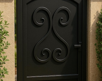 Wrought Iron Garden Gate: Arched Scroll Steel Entry - 36"x48"