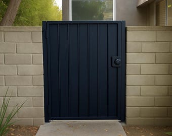 Modern Steel Privacy Gate | Custom Powder Coated Exterior Gate | Welded Metal Entry Gate | Matte Black, White, Bronze, Charcoal