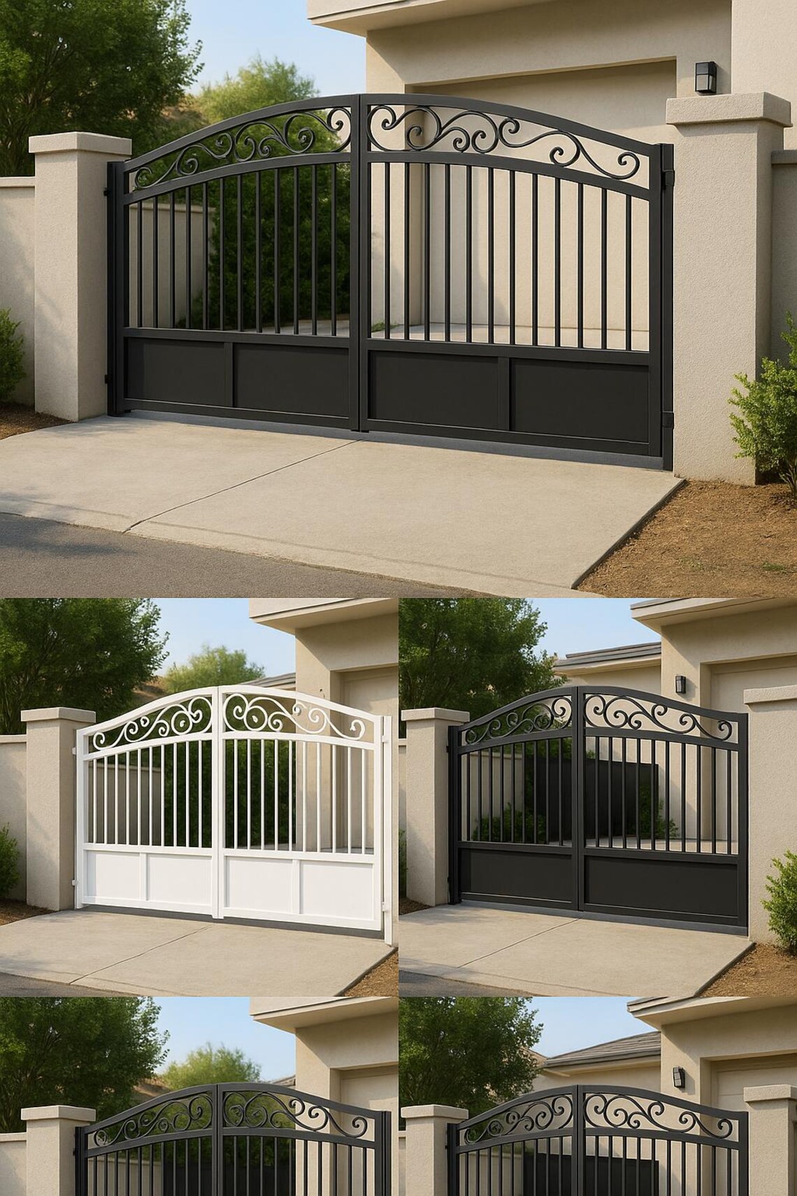Custom Modern Driveway Gate With Scroll Design • Steel Double Swing ...