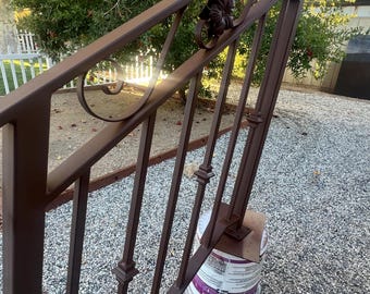 Wrought Iron Stair Railing: Decorative Steel Handrail with Scrolls