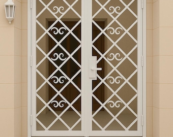 Handmade Wrought Iron Double Security Door: Custom Metal Entry Gate