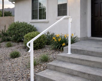 Summit Modern Handrail, Custom Metal Stair Rail, Minimalist Wrought Iron Handrail, Outdoor Step Railing, Entry Porch Handrail