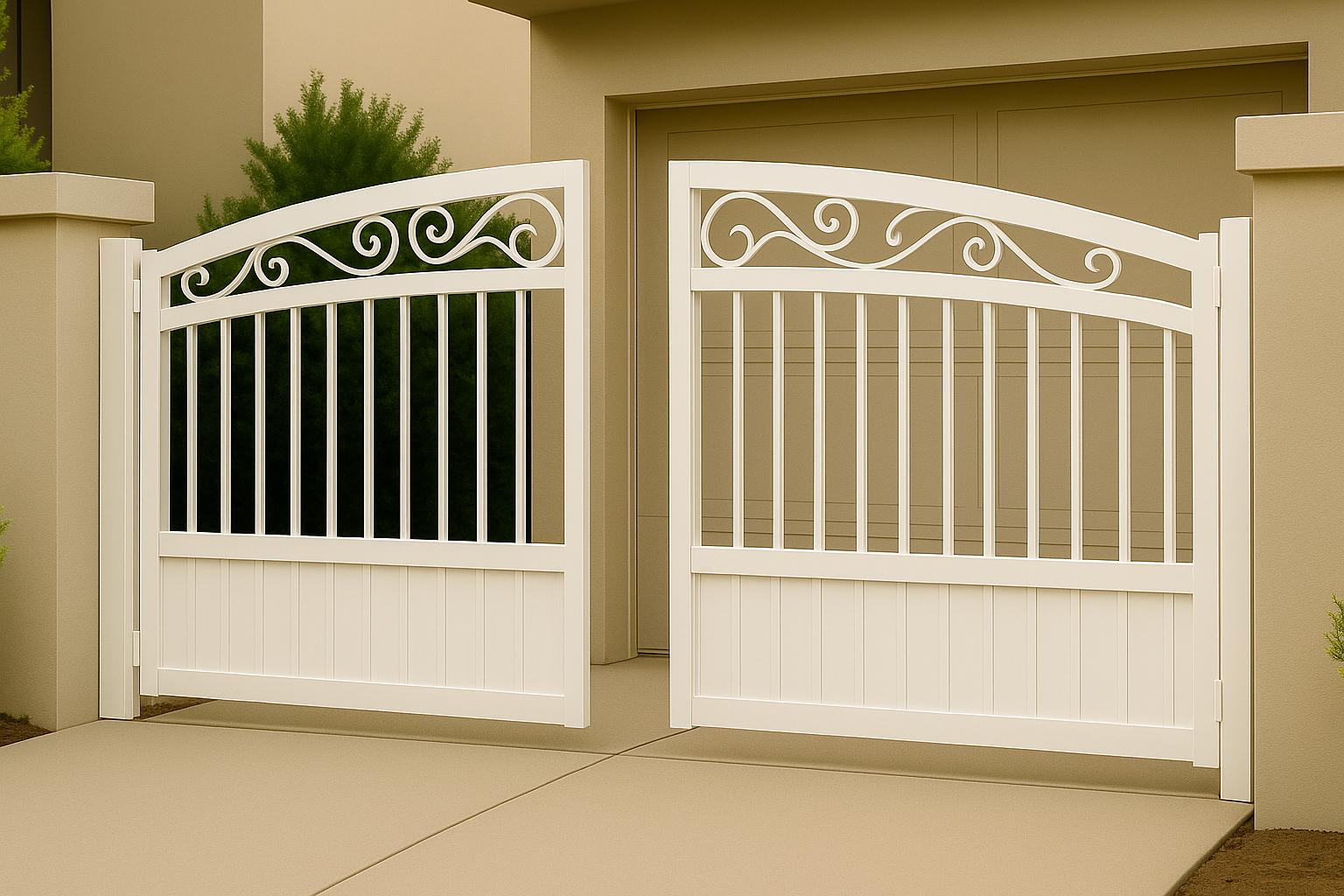 Custom Modern Driveway Gate With Scroll Design • Steel Double Swing ...