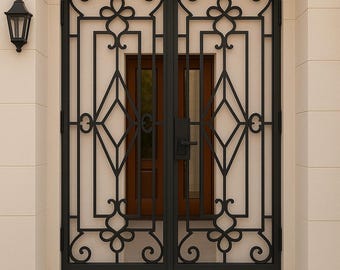 Wrought Iron Double Entry Security Door - Custom Exterior Gate