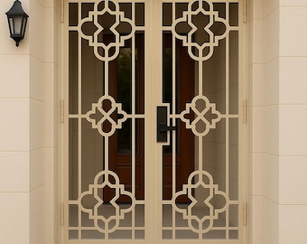 Custom Wrought Iron Double Security Door: Handmade Modern Steel Entry Gate