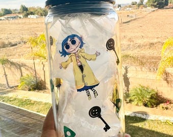 Coraline Jones Glass Iced Coffee Cup - Sublimation Printed Libbey Cup