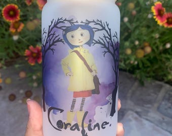 Coraline Jones Watercolor Glass Iced Coffee Cup – Sublimation Print