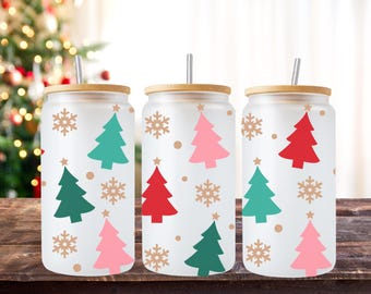 Christmas Tree 16oz Cup Wrap PNG SVG – Holiday Design (Digital Download)