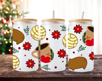 Navidad Christmas Conchas Cafecito y Chisme Pan Dulce  PNG for Sublimation or UVDTF 16oz Cup Wrap - Holiday Design Digital Download