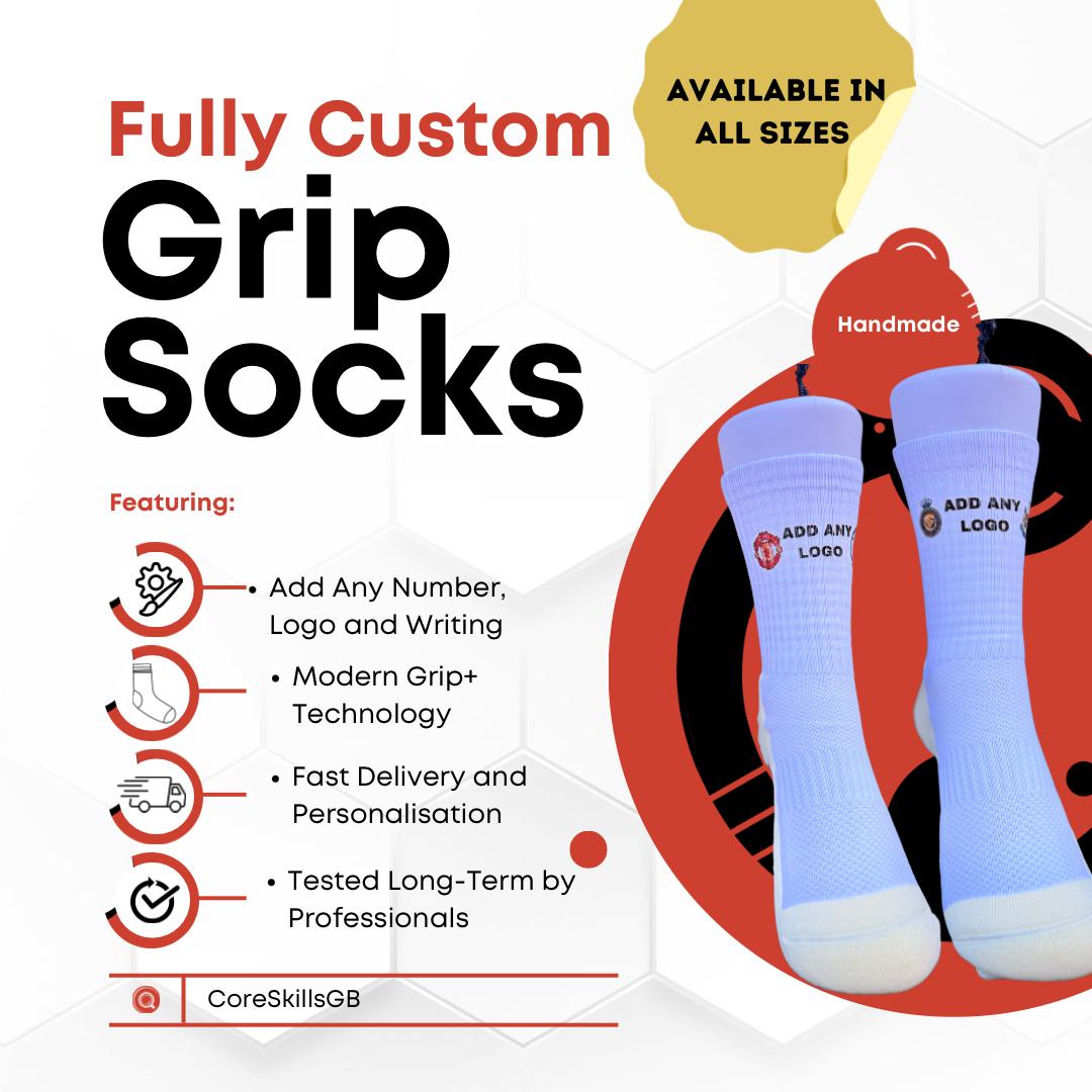 Custom Grip Socks – 34 PACK Discount – Personalised Design, Logo or Text – Kids, Junior & Adult Sizes - 34 Pack