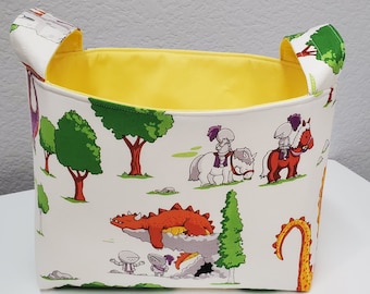Fabric Diaper Caddy Storage Container Basket Fabric Organizer Bin - Nursery Decor - Dragons Warriors