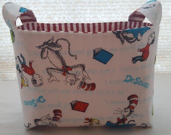 Fabric Organizer Basket Storage Bin Container Fabric - The Cat in The Hat Dr Seuss = White