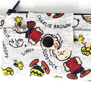 Mini billetera con cremallera, bolsa para dinero, llavero, tarjetero - Charlie Brown Gang con nombres