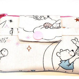 Monedero pequeño con cremallera, funda de tela, llavero, tarjetero, Winnie The Pooh, Piglet Moon