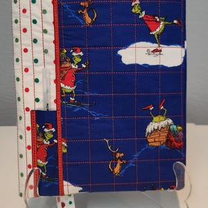 Machine Quilting Composition Notebook Cover - Grinch Stole Christmas with Pen Holder