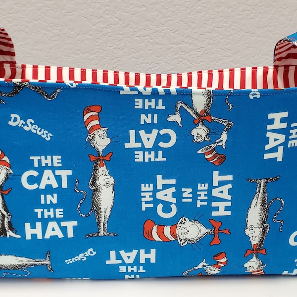 Long Diaper Caddy Storage Container Basket Fabric Organizer Bin - Nursery Decor - Dr Seuss The Cat in the Hat -