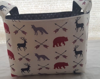 Storage and Organization - Bear Moose Deer - Fabric Organizer Bin Storage Container Basket