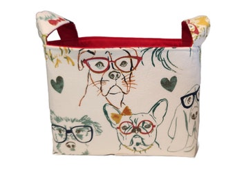 Fabric Organizer Basket Storage Bin Container - All kind of Dogs with Sunglasses