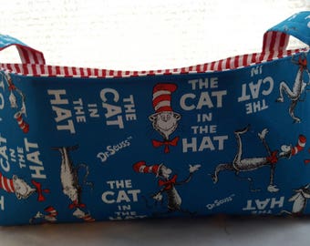 Long Diaper Caddy Storage Container Basket Fabric Organizer Bin - Nursery Decor - Dr Seuss The Cat in the Hat