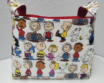 Storage Basket Baby Room Decor Fabric Basket Organizer Peanuts Gang with Charlie Brown Snoopy and Lucy Container Bin