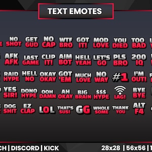 50 Text Emotes | Grey Pink Text Emotes | Twitch Emote | Discord | Kick Emotes | Game Over Emote | WIN Emote | GG Emote | Metal Colour Emote