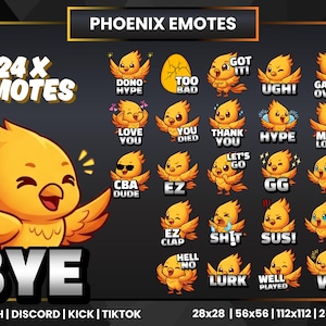 Chibi Phoenix Anime Emotes | Phoenix Twitch Emotes | Animated Phoenix Emotes | Digital Emotes | Discord Emotes | Kick Emotes | Discord |