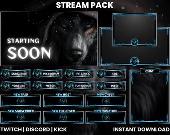 Animated Twitch Stream Pack | Werewolf Twitch Stream Pack | Twitch Screen Overlay | Webcam | Twitch Alerts | Chat Overlay | Discord | OBS