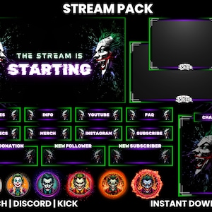 Animated Twitch Stream Pack | Twitch Screen Overlay | Animated Screens | Chat Overlay | Twitch Alerts | Twitch Panels | Webcam Overlay