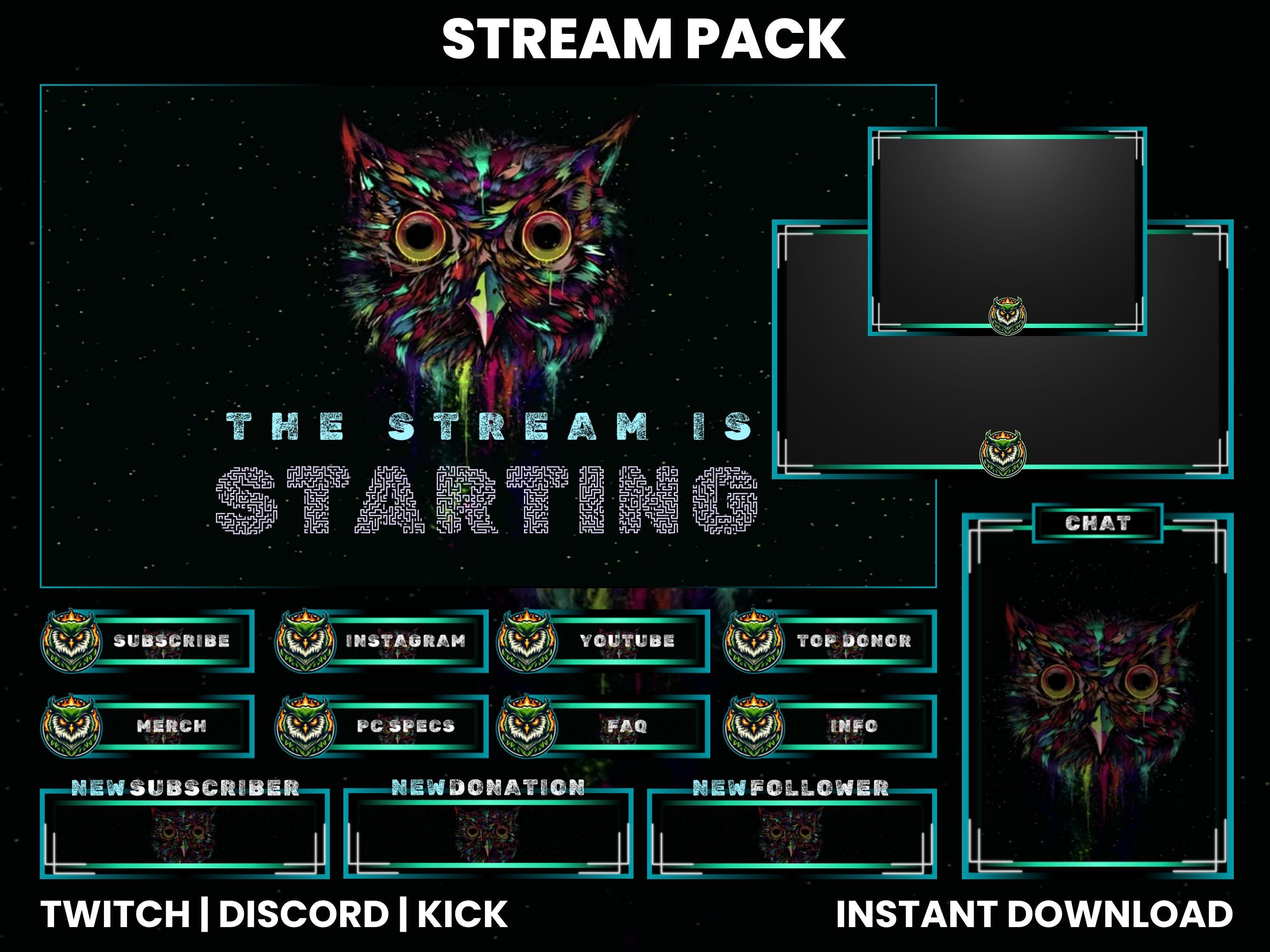 Owl  Stream Pack | Bird |  Webcam Overlay| Twitch Alerts |Twitch Panels | Chat Box Overlay| Twitch O